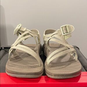 Chaco Women's Sandals in Light Gray with Mint straps